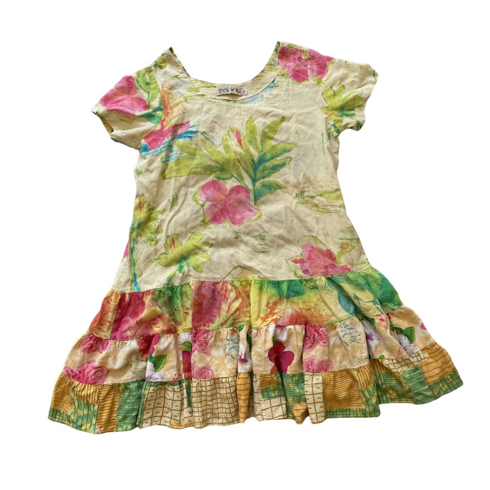 Vintage Jams World Hattie Ruffle Dress Floral Hawaiian Boho Short Sleeve Size XL - Picture 2 of 11